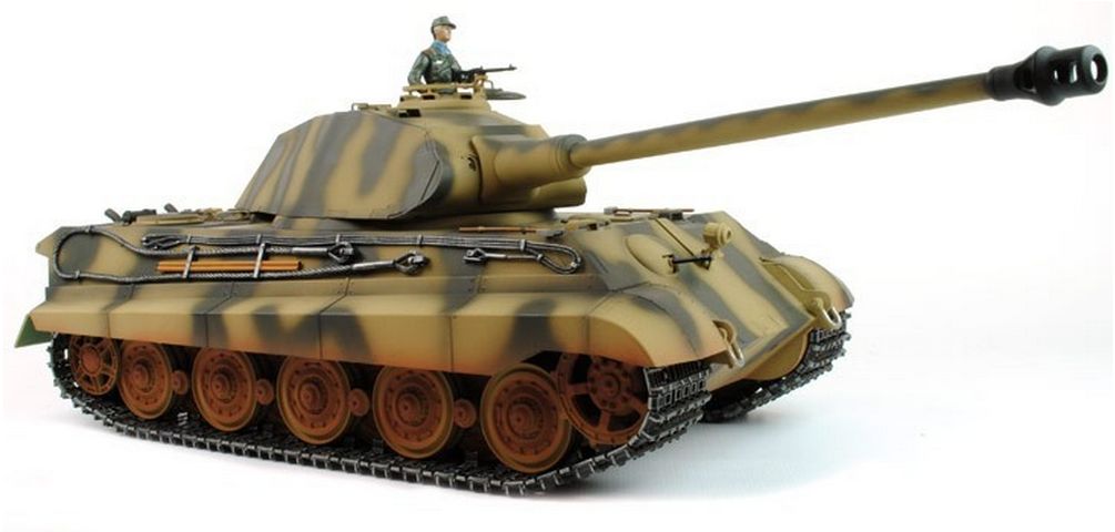 CARRO ARMATO KING TIGER FULL METAL 1:16 DIPINTO A MANO FUMO SUONI RADIO 2,4 GHz TANK SPARA BB AIRSOFT