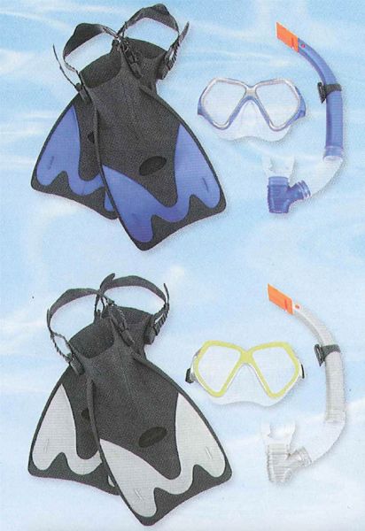 Set Mare Piscina Bestway snorkeling completo di maschera boccaglio pinne Snorkeling set con maschera a 2 lenti boccaglio performante pinne regolabili